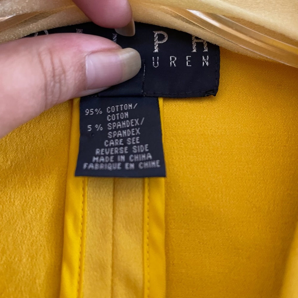 Vintage RALPH Ralph Lauren mustard yellow blazer jacket w/gold buttons SZ 10 - Picture 15 of 17
